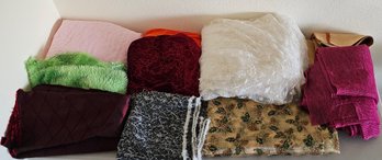 Lot Of Yardage Fabric For Crafting Incl Lace, Pleated, Sparkle, Patterned & More