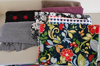 Lot Of Yardage Fabric For Crafting/upholstery Incl Embroidered Floral, Tufted, Striped & More