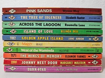10 Harlequin Romance Books Incl Pink Sands, The Tree Of Idleness, Across The Lagoon & More