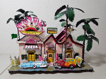Hand Painted Metal World Famous Motel Decor