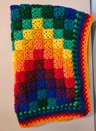 A Fun, Bright Multi-colored Crocheted Lap Blanket