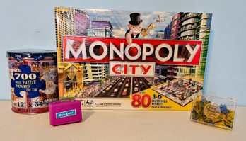 Monopoly City 3-D, Crazy Puzzles, Jax, Currier & Ives Puzzle All New