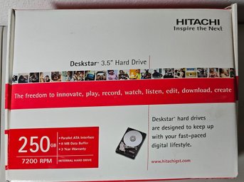 Hitatchi Desk Star 3.5' Hard Drive 250gb In Original Box With Installation Guide