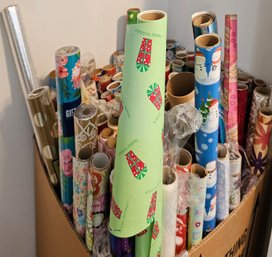 Lot Of Wrapping Paper Incl Mostly Christmas, Santa, Snowmen, Sparkle, Floral & More