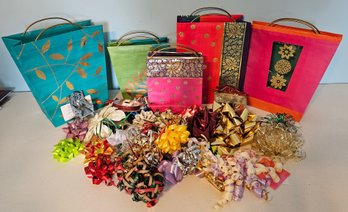 Assortment Of New & Used Gift Bows Incl Some Gift Bags