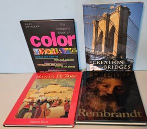 4 Coffee Table Books Incl The Complete Book Of Color, Creation Of Bridges, Santa Fe Art & More