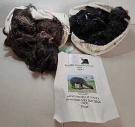 2 Bags Approx 20oz Each Of Alpaca & Llama Raw Wool Material Incl Brown & Black