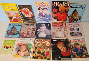 Lot Of Crochet, Knitting Instructional Booklets For Plush Toys, Canvas Cut Outs & More