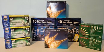 Assortment Of New String Lights Incl Star, Clear, Green, Indoor/outdoor