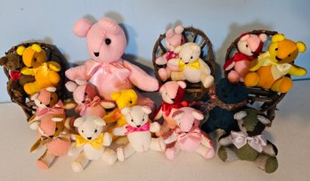 Collection Of Homemade Stuffed Felt Animals With Buttons