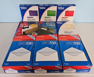 Assortment Of Office Supplies Incl No 10 Security Envelopes, Hanging Folders & More