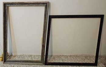 2 Distressed Wooden Frames Incl Red Tone & Brown