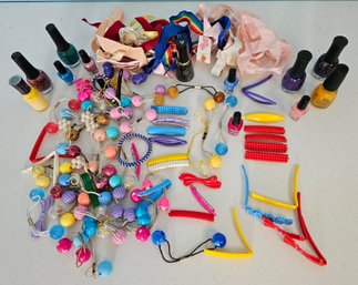 Lot Of Adorable Vintage Hair Ties & Accessories Incl Nail Polish