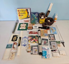 Craft Items Incl Glue Gun, Stamps, Thread, Cross Stitch Kits & More