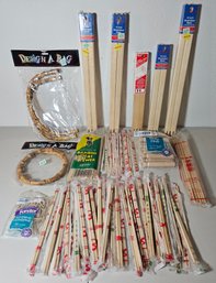 Lot Of Wooden Craft Supplies Incl Canvas Stretch Kits, Chopsticks & More