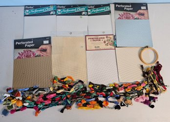 Great Crafting Lot Incl Plastic Canvas & Large Assortment Of Colorful Floss Thread