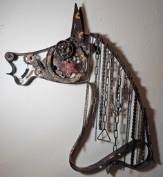 Metal Rustic Horse Wall Hanging Decor With Tags