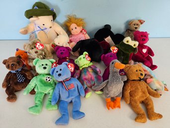 Assortment Of Plush Animals Incl Mostly Ty Bears, Beanie Babies, Frog & More
