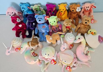Assortment Of Mostly TY Plush Animals Incl Bears, Snails, Octopus & More
