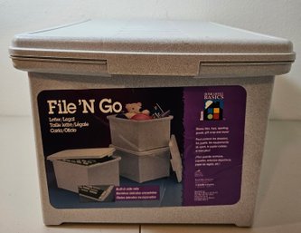 Grey Plastic Filing Cabinet With Lid & Folders