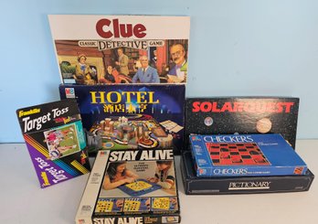 Assortment Of Vintage Games Incl Solarquest, Stay Alive, Hotel, Clue & More