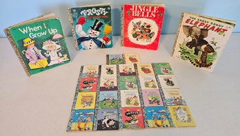 Assortment Of Vintage Little Golden Books Incl Jingle Bells, Frosty, The Saggy Baggy Elephant & More