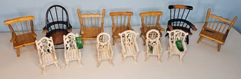 Assortment Of Doll House Furniture Incl Wicker & Wooden