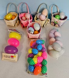 Easter Decor Incl Plastic Eggs, Wicker Baskets & More