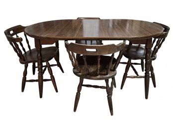 Wooden Dining Table With 4 Chairs & Leaf