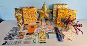 Assortment Of Decor & Gift Wrapping Incl Bags, Wrapping Paper, Star Trinket Box & More