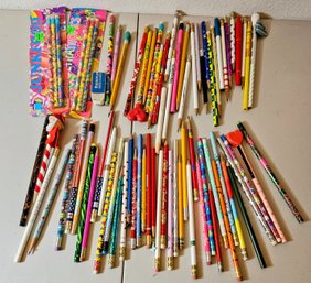 Assortment Of Pencils Incl Lisa Frank, Pencil Container & More