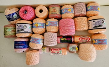 Lot Of Mostly Pink Knitting Yarn/thread By Aunt Lydia's, Omegacryls, Omega & More