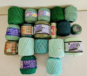Lot Of Greens & Green Blend Knitting/crochet Yarn By Omega, Aunt Lydia's & More