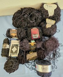 Lot Of Black Specialty Yarn Incl Sparkle, Chunky By Katia, Lion Brand & More