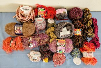Specialty Yarn Lot Incl Browns, Multicolor By Lion Brand, Trendsetter, Joliette & More