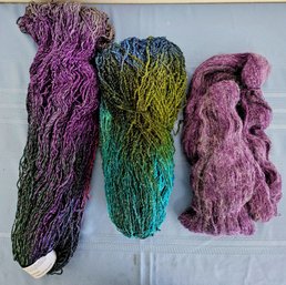Specialty Yarn Incl Teal & Purple Hand Dyed By Judy Ditmore & Mohair