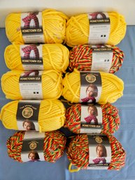 Lot Of Lion Brand Yellow & Multicolor Yarns Super Bulky/chunky