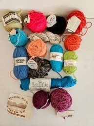 Assorted Color Lot Of Wool Blend Yarn Incl Orange, Blue, Pink & More