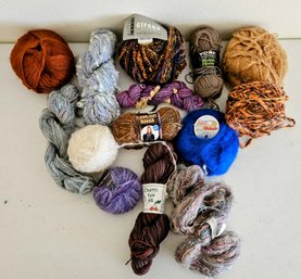 Mohair & Wool Blend Yarn Lot Incl Browns, Orange, Multicolor & More By Artful, Bouton & More