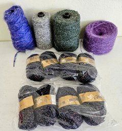 Lot Of Wool/mohair Blend Yarns Incl Purple, Grey, Multicolor By Cortina & More