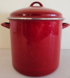 Red Enamel 16qt Stock Pot With Lid By Members Mark