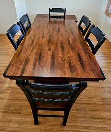 Wooden Dining Table With 6 Chairs & 2 Benches