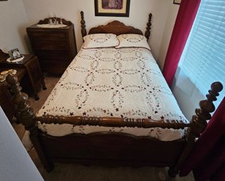 Antique Full Size Poster Bed With Pillow Top And Sealy Performance Mattress