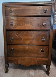 Antique Chest Of Drawers On Casters With Dovetail Drawers (walnut) With Brass Victorian  Hardware