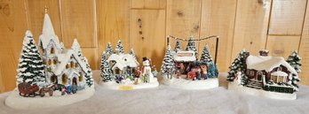 Thomas Kincade Collectible Villages Incl. Everett's Cottage, Winter Mountain Chapel, A Village Christmas