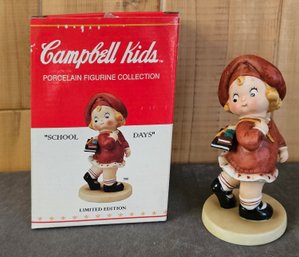 Vintage Campbells Kids 'school Days' Porcelain Figurine In Original Box Limited Edition W Authenticity