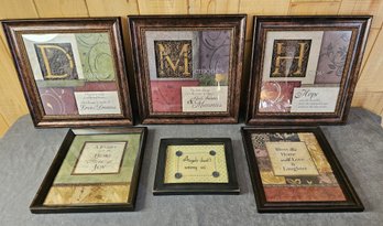 A Collection Of Home Decor Framed Inspirational Quotes In Wooden Frames