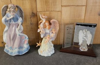 A Beautiful Collection Of Decorative Angels Incl. Porcelain By Sansco, Ceramic & Glass Mirrored Praying Angle