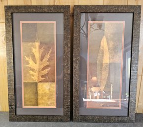 2 Autumn Leave Prints In Wooden Frames