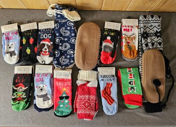 A Large Assortment Of Ladies Holiday Socks (New)